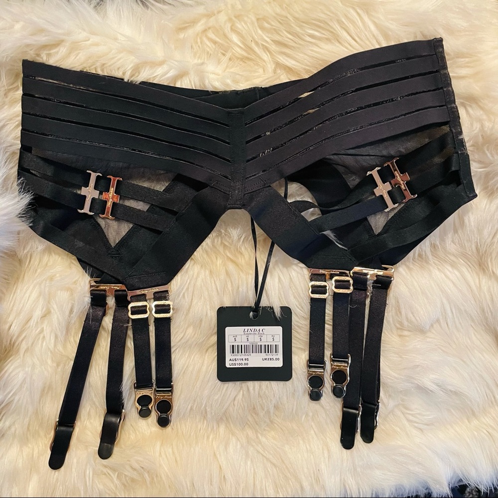 Linda C Honey Birdette Suspender Garter Belt Small